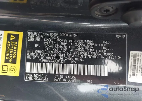 2010 Lexus Rx 450H z USA, uszkodzony, nr VIN JTJZB1BA7A2004322